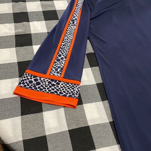 MICHAEL Michael Kors Shift Dress Small Navy Blue Orange White Animal Print - Picture 7 of 8
